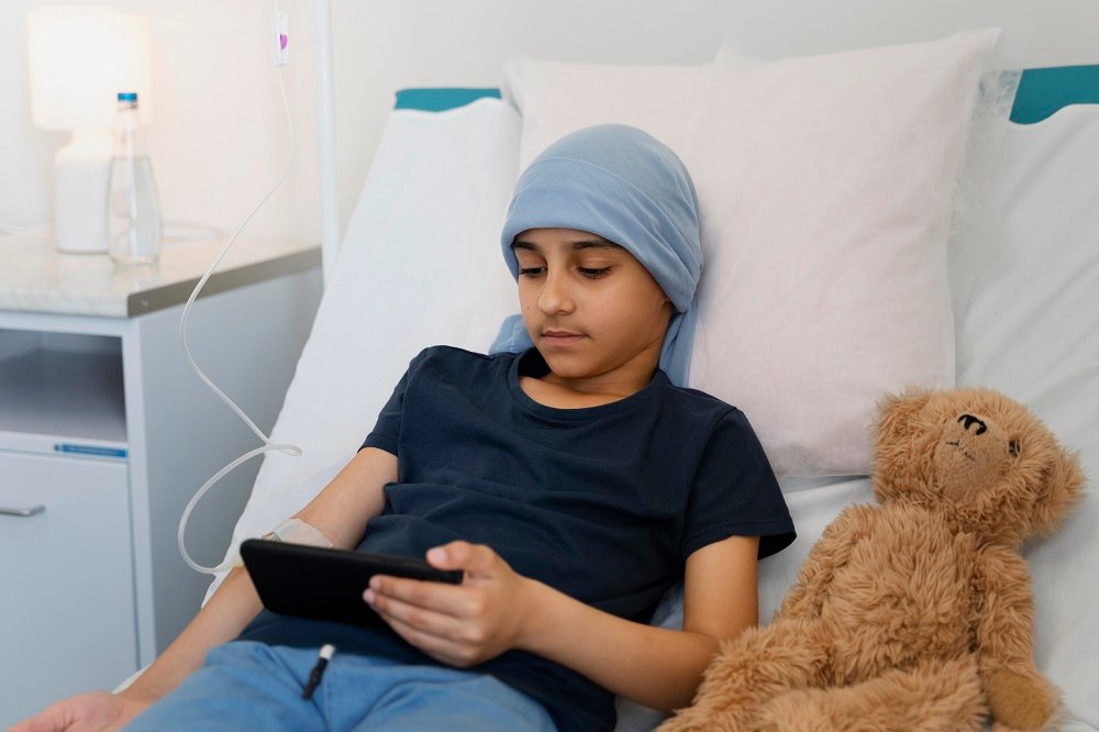 Child patient receiving treatment at Kaiwalya Hospital – best hospital in Indore for pediatric and cancer care"